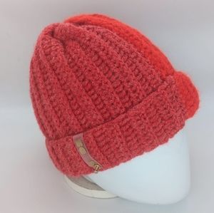 NODS "Fusion Two-Tone Red" Handmade Crotchet Mohair and Dazzle Beanie (D-004)